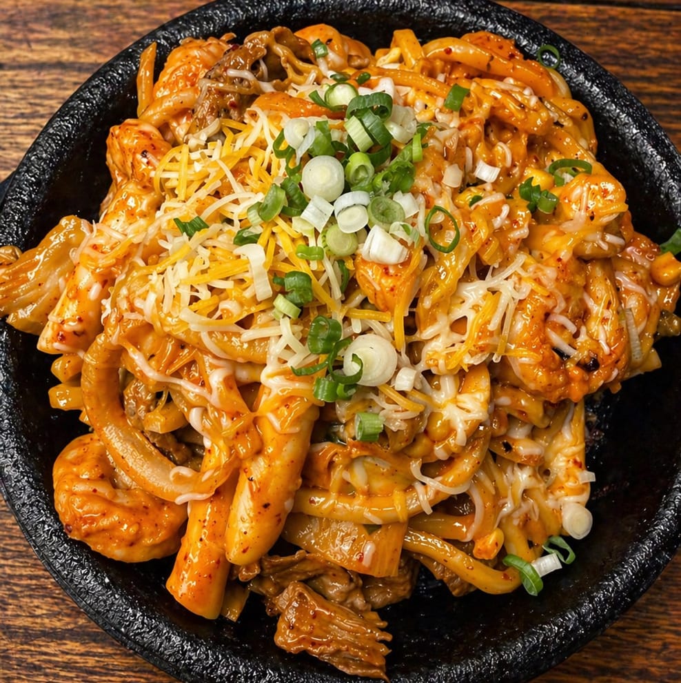 Creamy Kimchi Pasta Sizzling.