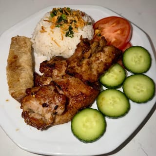 Vietnamese Style Grilled Chicken Rice Platter